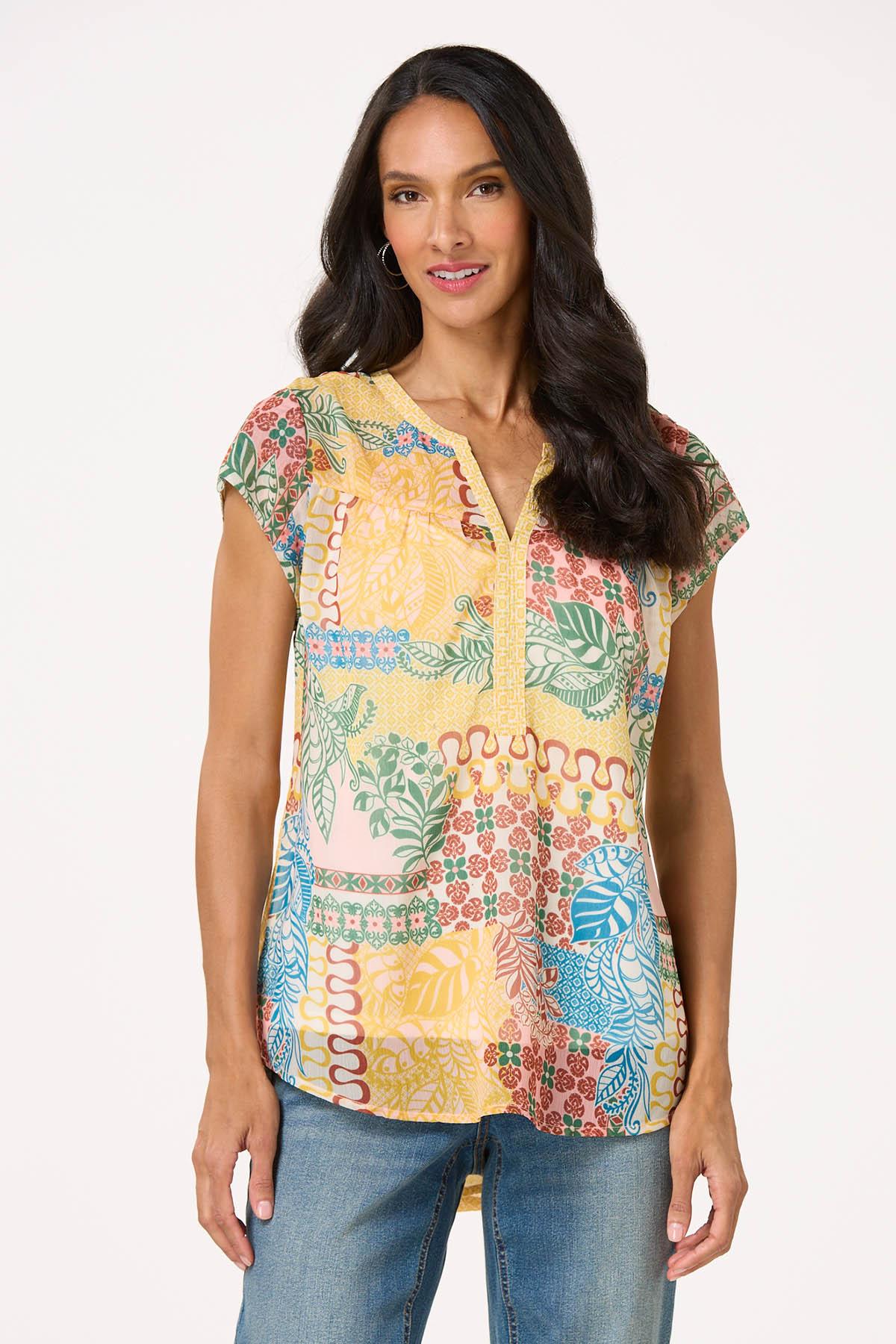 Gold Geo Floral Top