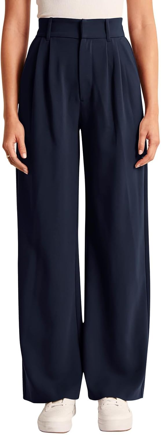 High-Waisted Work Pants for Women – Business Casual Office Trousers with Pockets