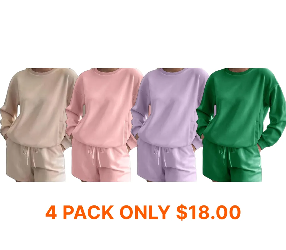 Women's Sporty Round Neck Tracksuit Set