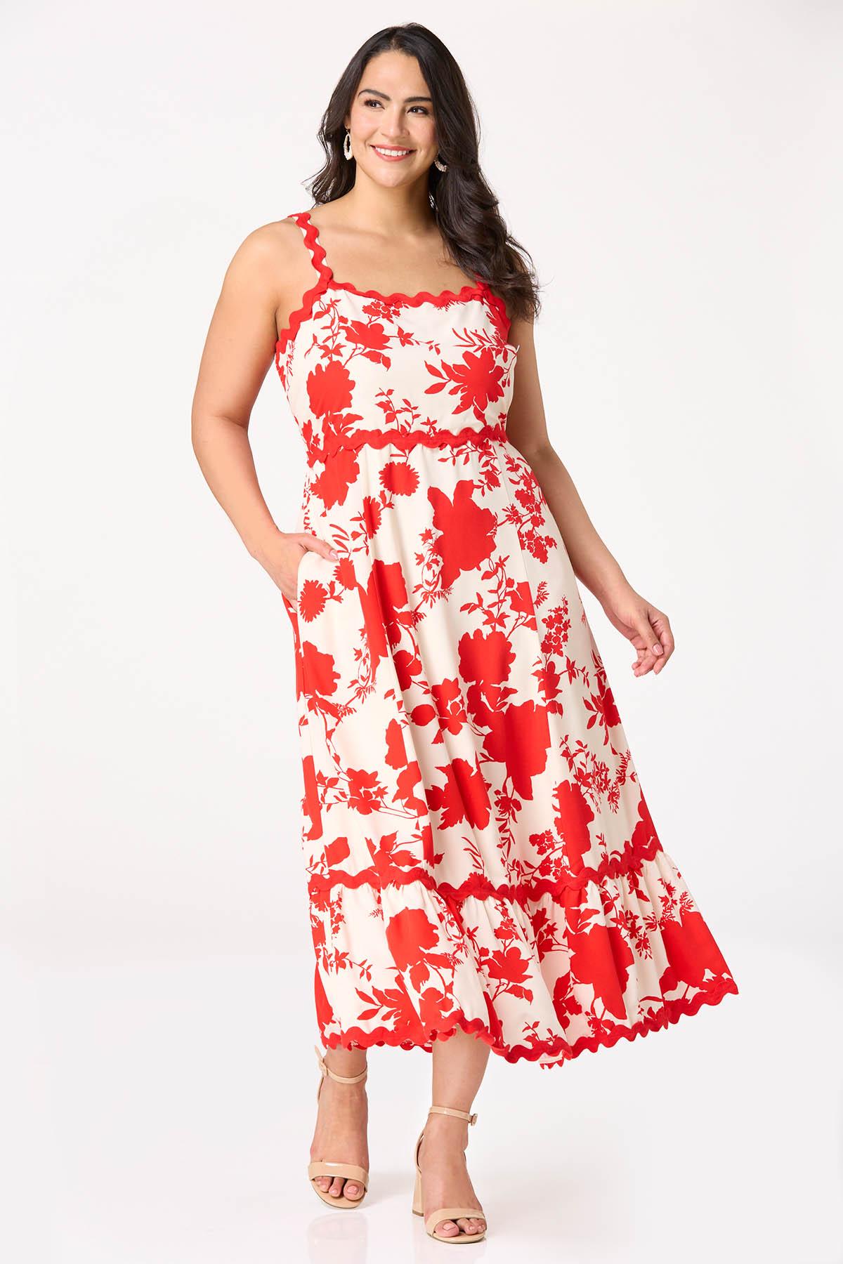 Plus Size Red Ric Rac Maxi Dress