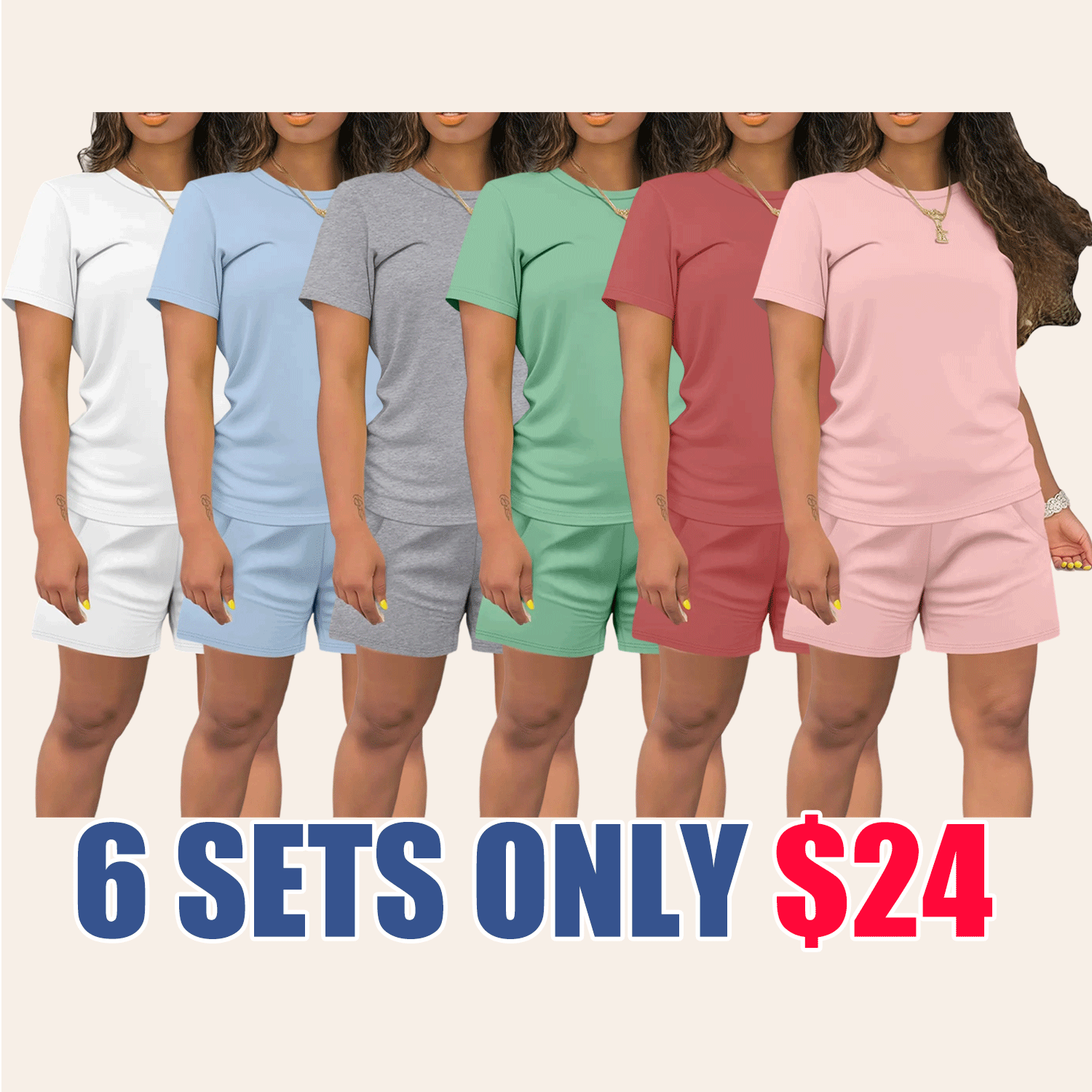 Women’s Summer Casual Set – Short Sleeve Top & Shorts, Comfortable Daily Outfit