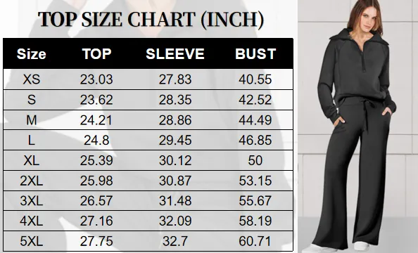 Women’s Half Zip Sweatshirt Wide Leg Sweatpant Lounge Set Tracksuit