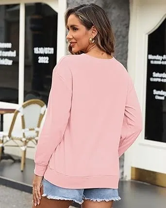 Women's Crewneck Hoodless Sweatshirt Hoodless Sweatshirt with Kangaroo Pocket Fleece Long Sleeve