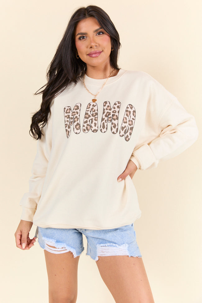 Mama Leopard Cream Graphic Sweatshirt