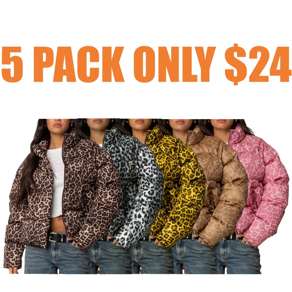 Leopard Printed Puffer Jacket