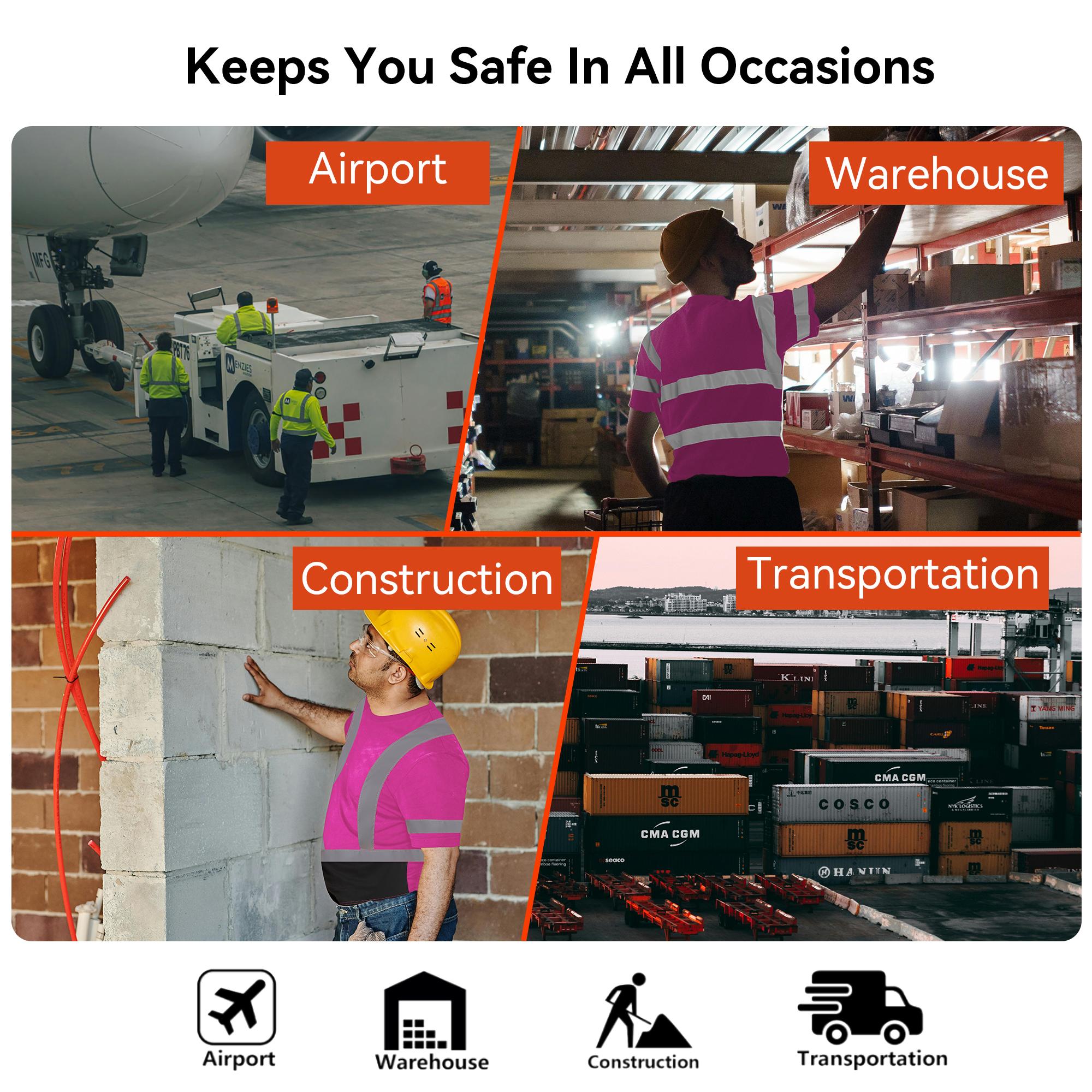 Men’s High Visibility Reflective Work T-Shirt – ANSI Style Safety Tee