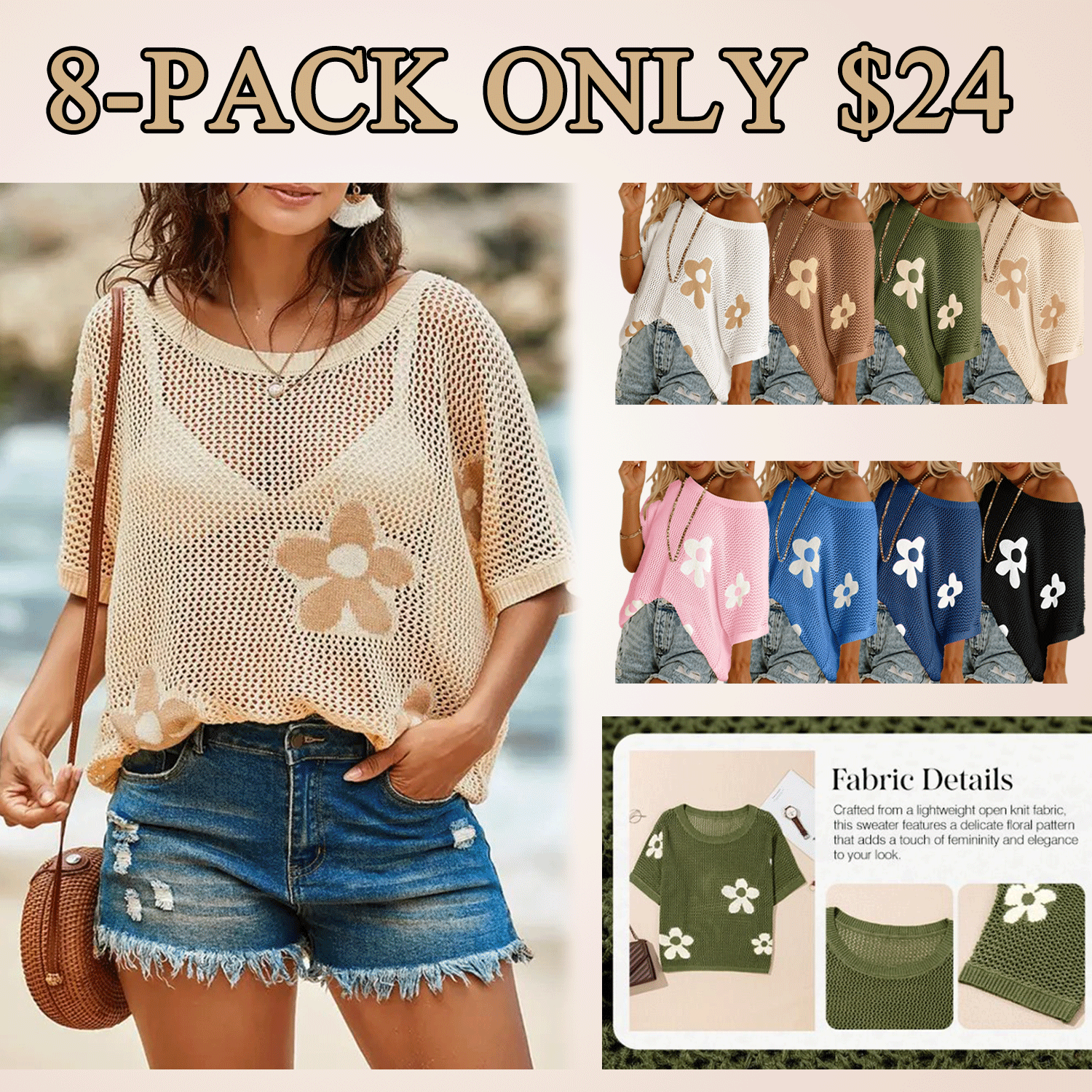 Women’s Lightweight Crochet Knit Summer Top