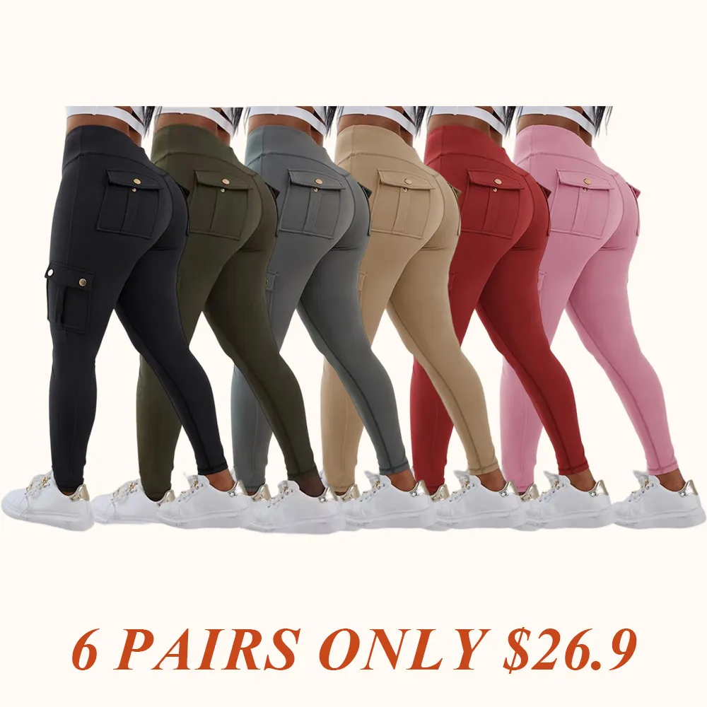 Womens Butt Lifting Leggings with Flap Pockets High