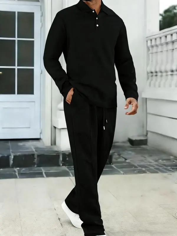 2-piece men's luxury retro suit set - Four season long sleeved jacket and pants with chest pocket