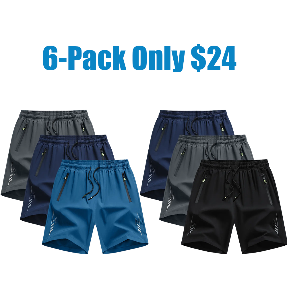 Men’s Casual Shorts — Zipper Pockets, Stretch Fabric, Lightning Stripes, Vertical Ribbed Details, Preppy Fitness Style, Perfect for Spring/Summer