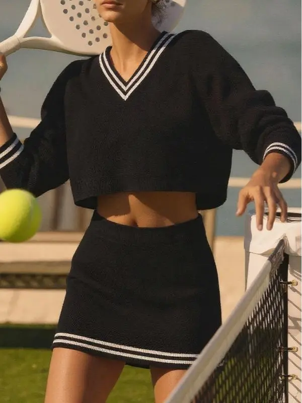 Women’s 2 Piece Knit Sweater & Mini Skirt Set