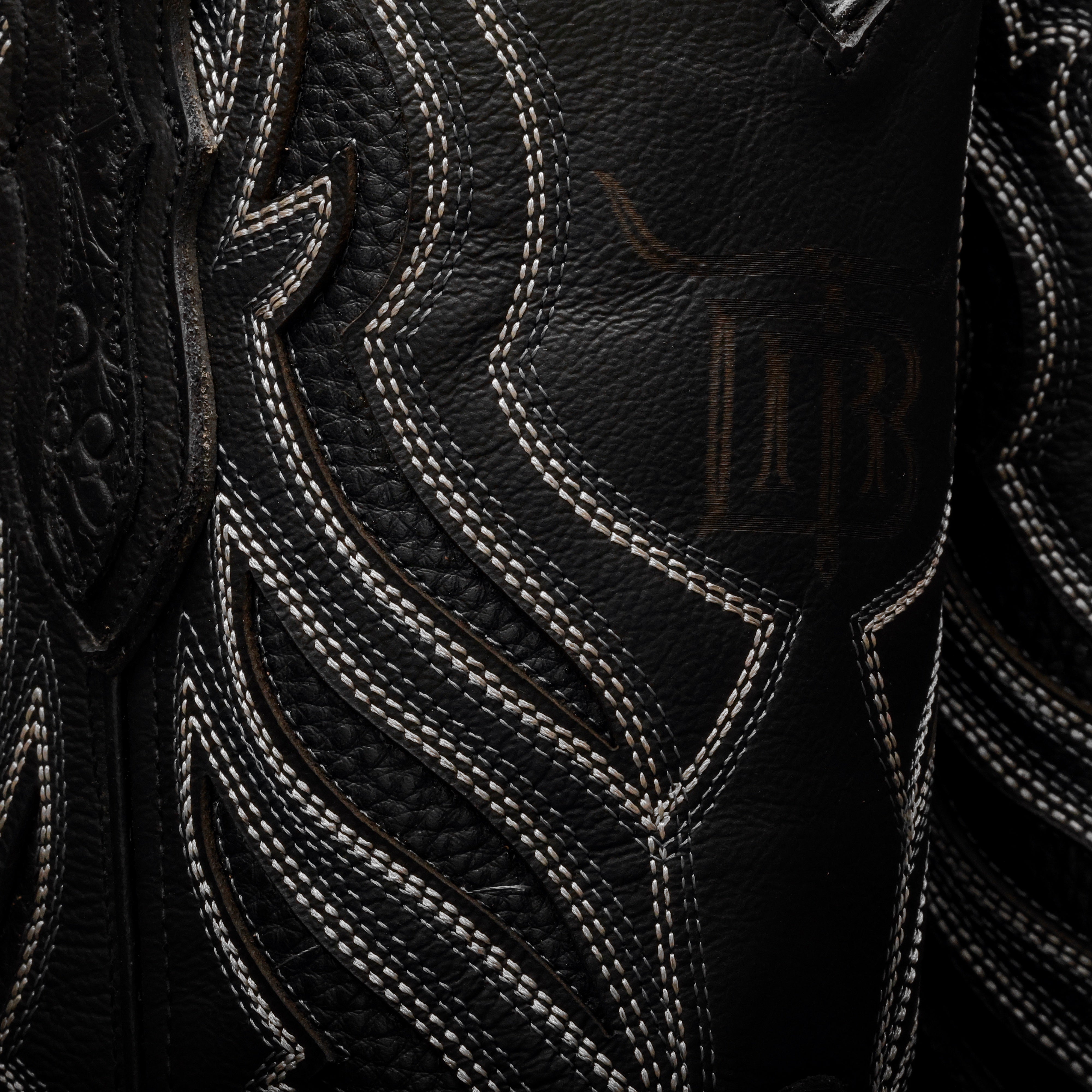 Black Caiman Hornback Leather Boots - Square Toe