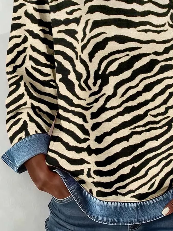 Women'S Casual Round Neck Printed Pullover Sweatshirt