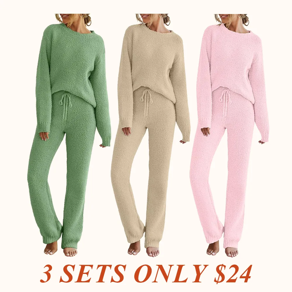 Womens Pajama Sets 2025 Fall Lounge Sweater Set