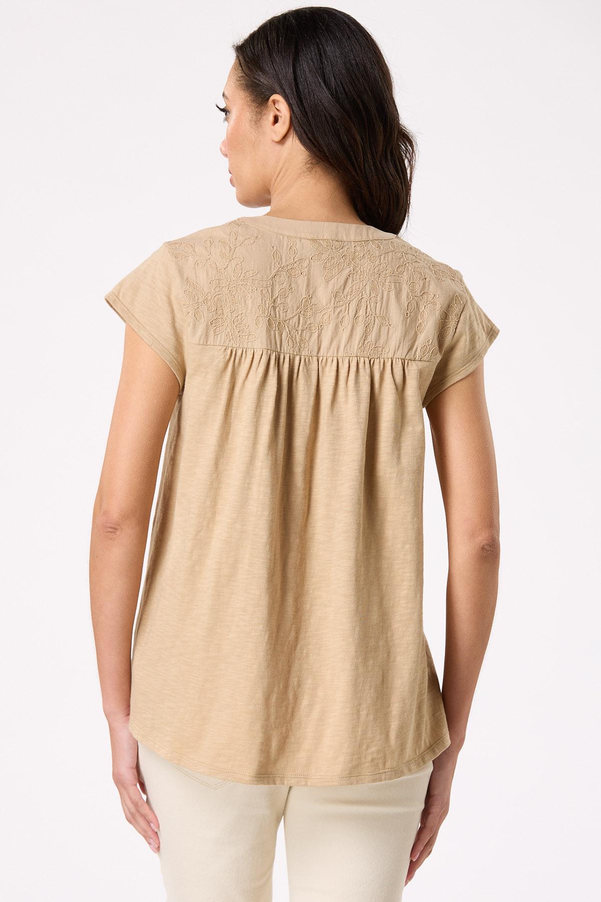 Embroidered Lace Up Top