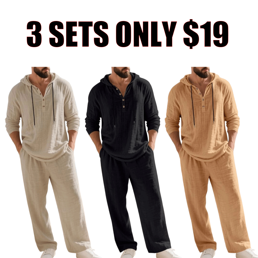Men's Trendy Linen Hooded Two-Piece Set