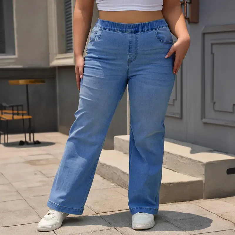 Plus Size Straight-Leg High-Waisted Stretch Jeans for Women