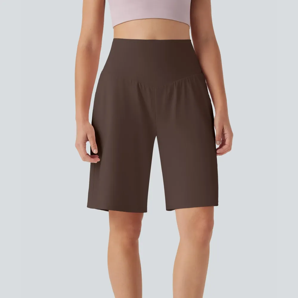 Airy High Waisted Pockets Cool Touch Yoga Bermuda Shorts