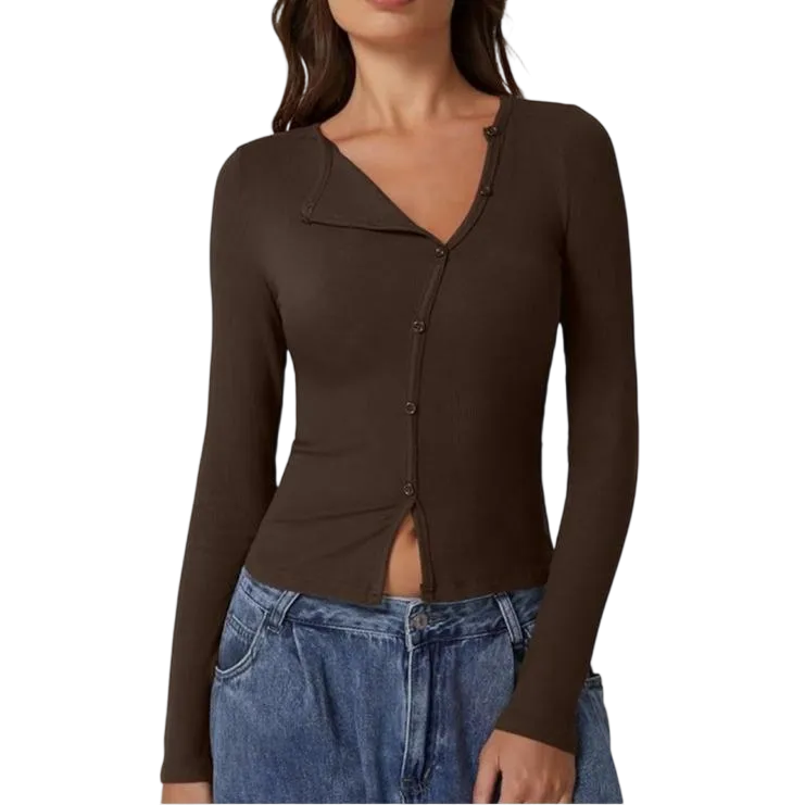 Women's Long Sleeve Ribbed Crewneck Shirts