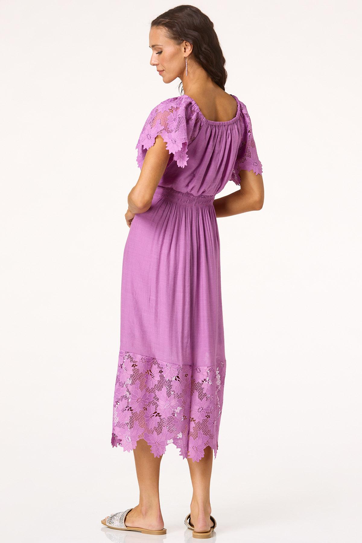 Lace Trim Midi Dress