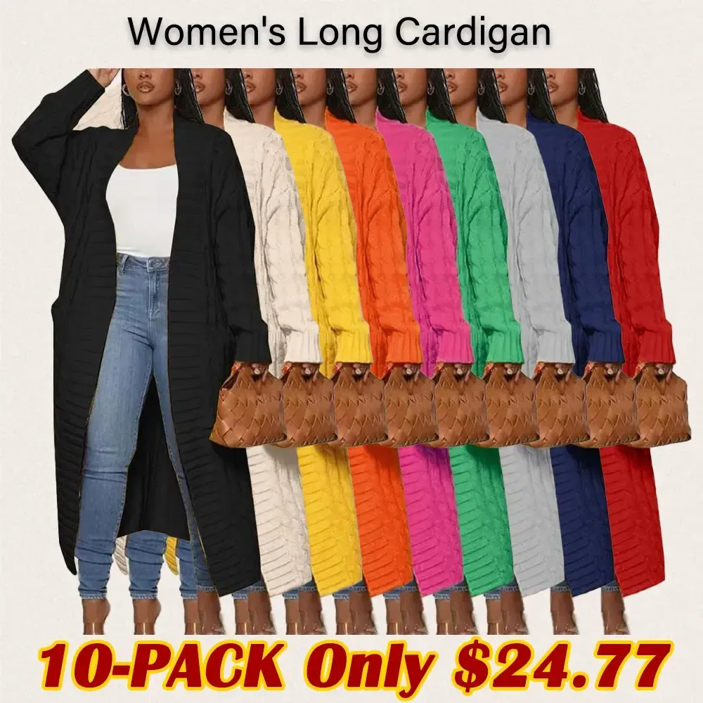 Women's Long Cardigan 2025 Oversized Coat Long Sleeve Open Cardigan Knitted Extra
