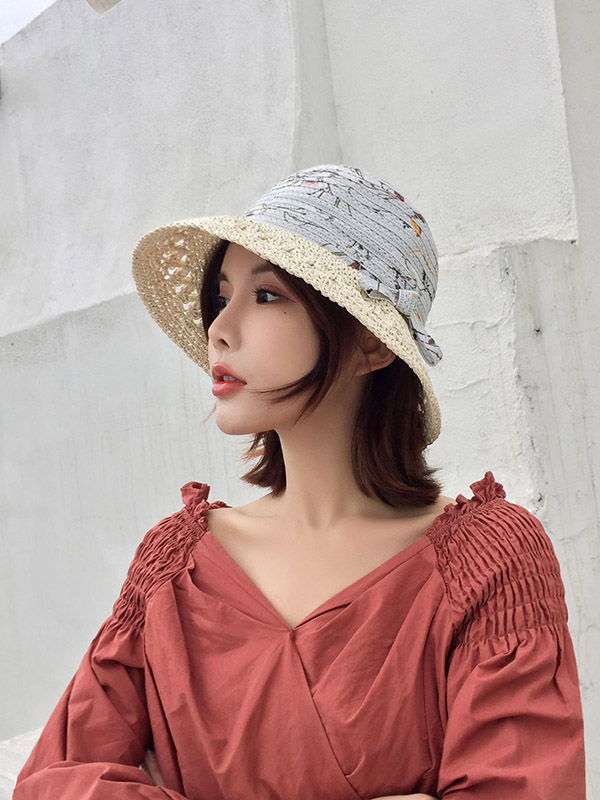 Leisure Print Sun-Protection Straw Hat