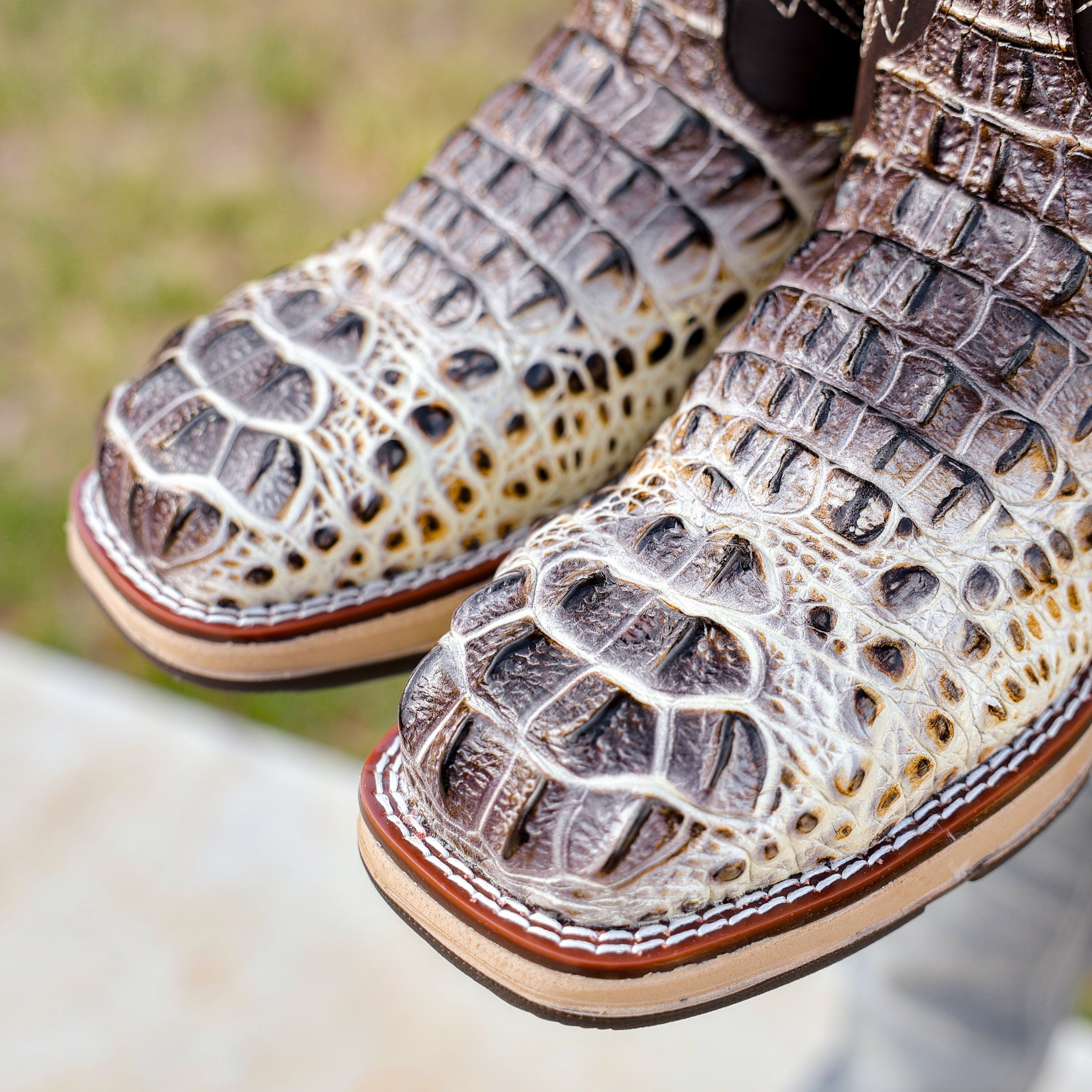 Bone Caiman Neck Leather Boots With 3D Lightweight Sole - Composite Toe