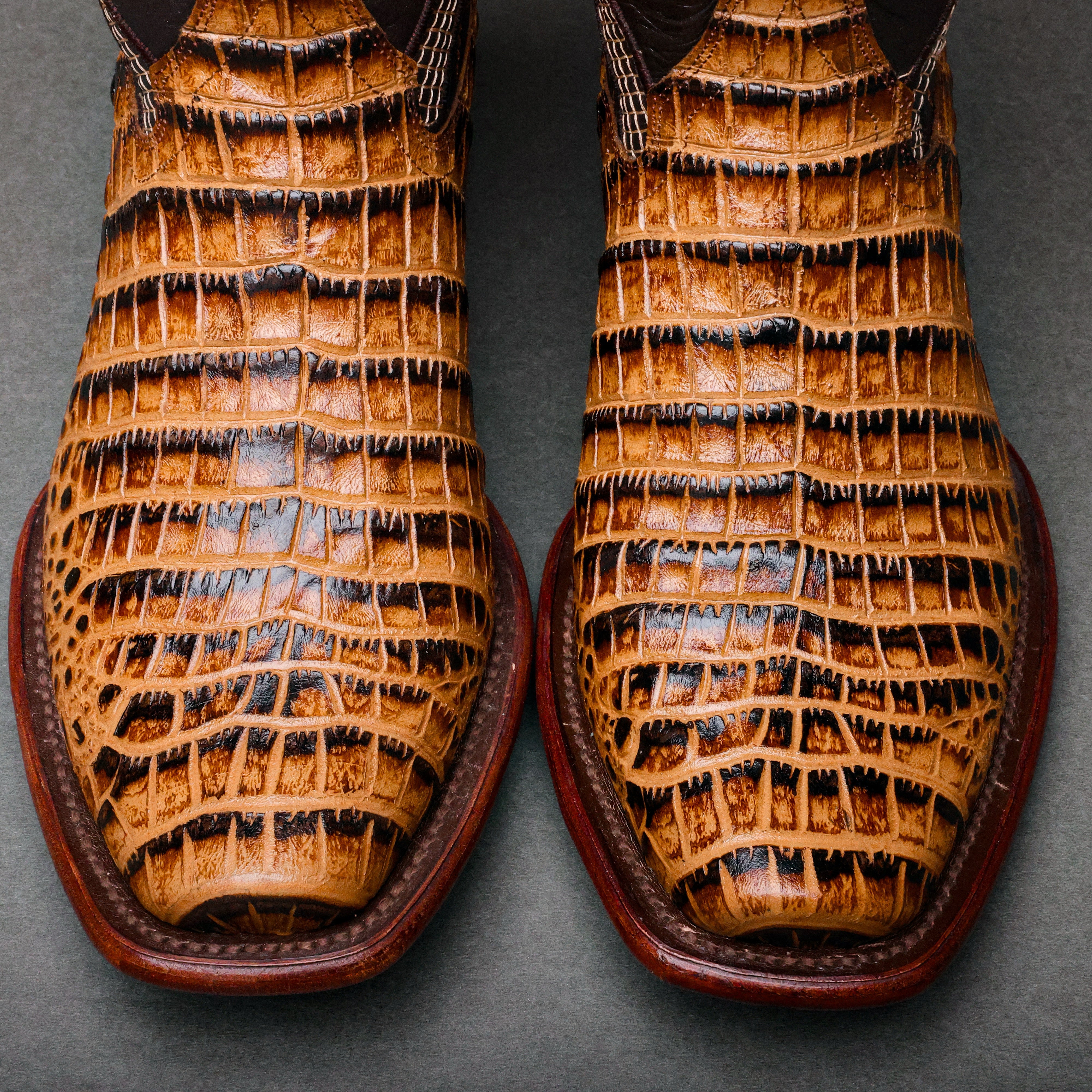 Honey Caiman Belly Leather Boots - Cutter Toe