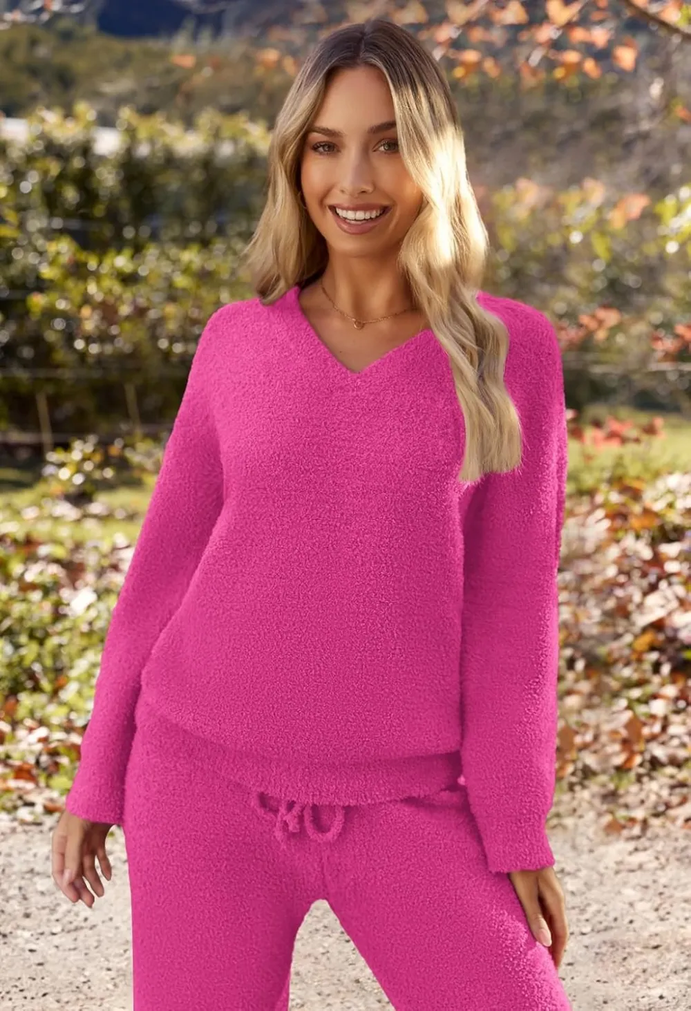 Women's Lounge Sets 2025 Fall Fashion 2 Piece Outfits Sweater Pajama Set