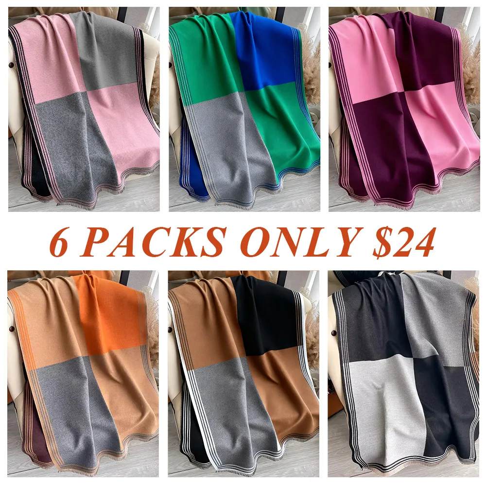 Women's Colorblock Tassel Decor Scarf