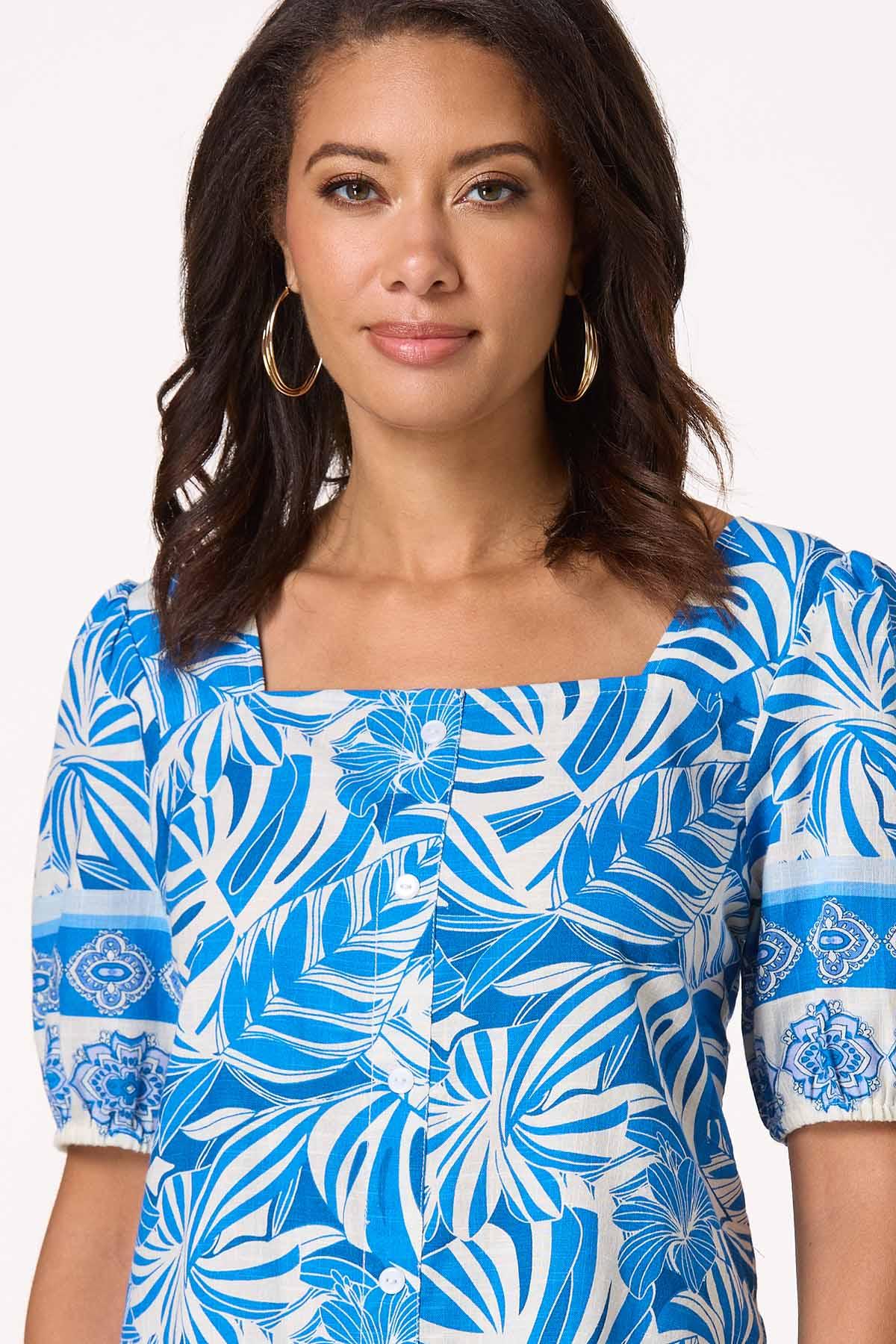 Tropical Floral Smocked Back Top