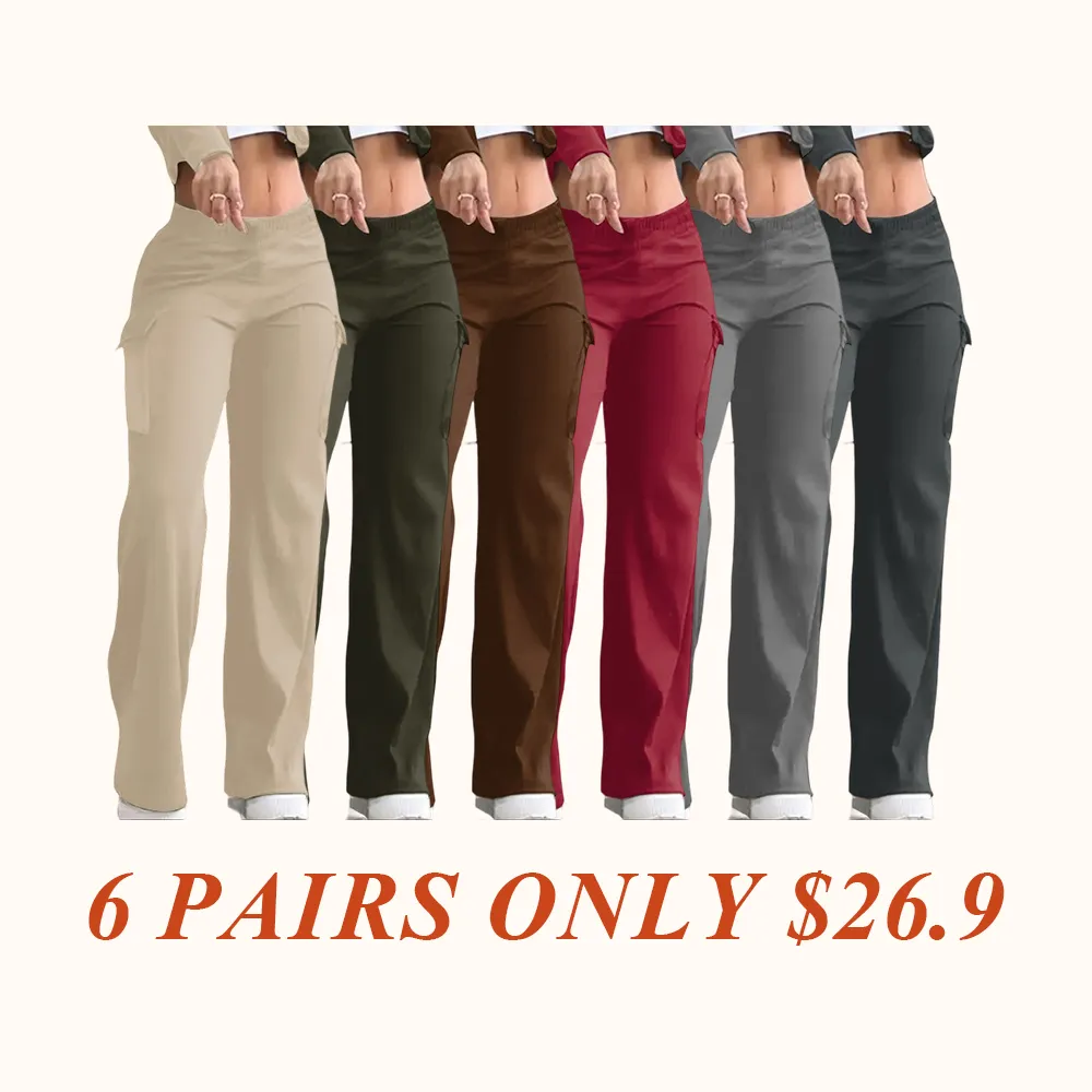 Women's Solid Color Flap Pocket Pants