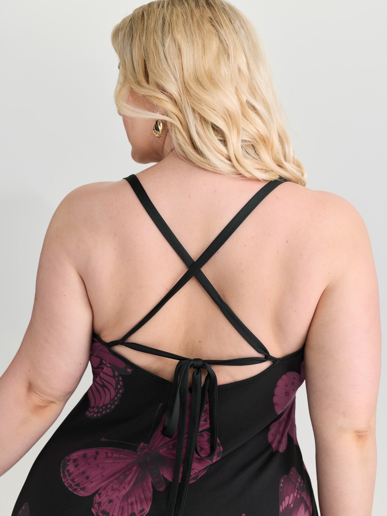 Stretchy Butterfly Print Cami Maxi Dress