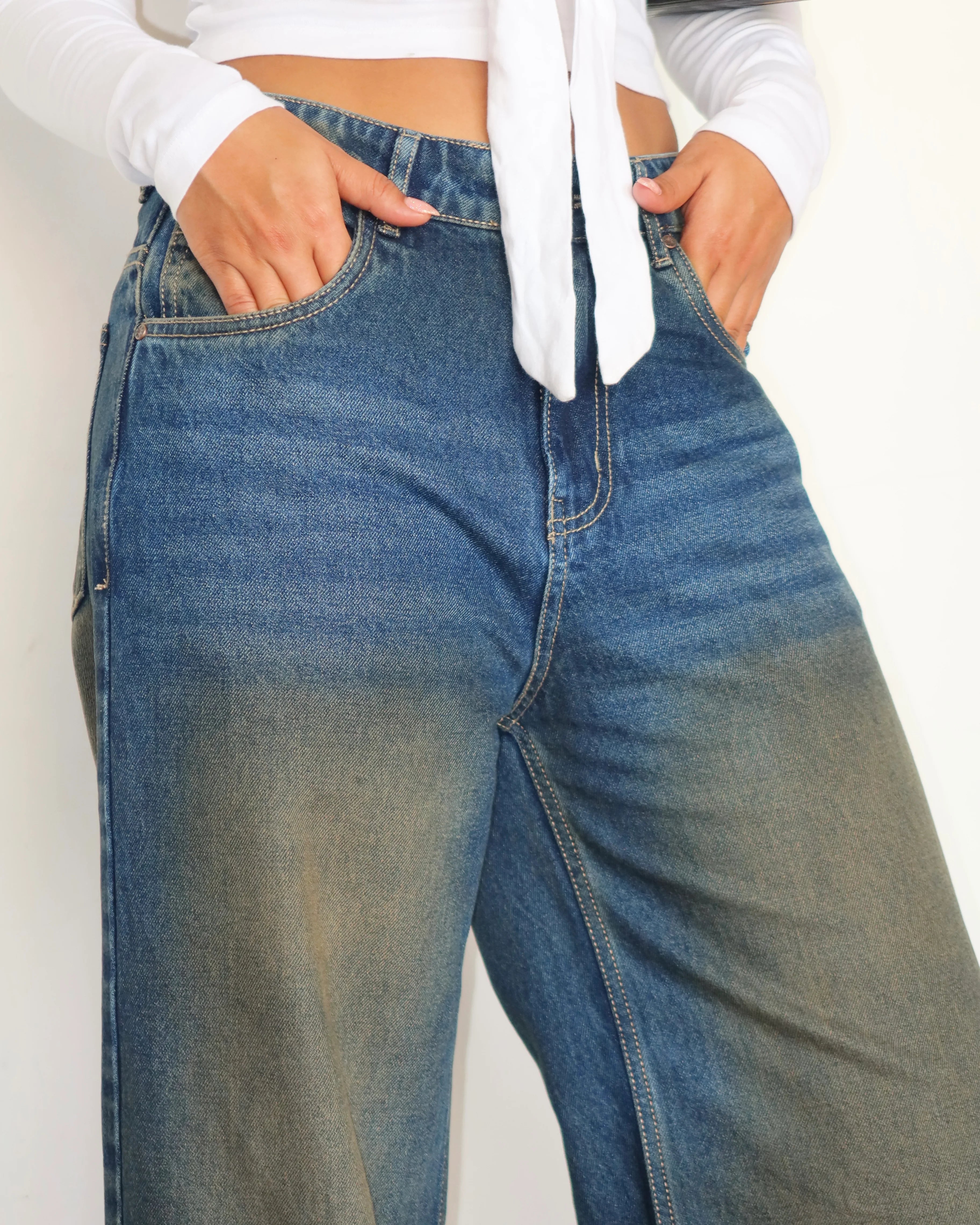 Desert Blue Dust Wide Leg Jeans