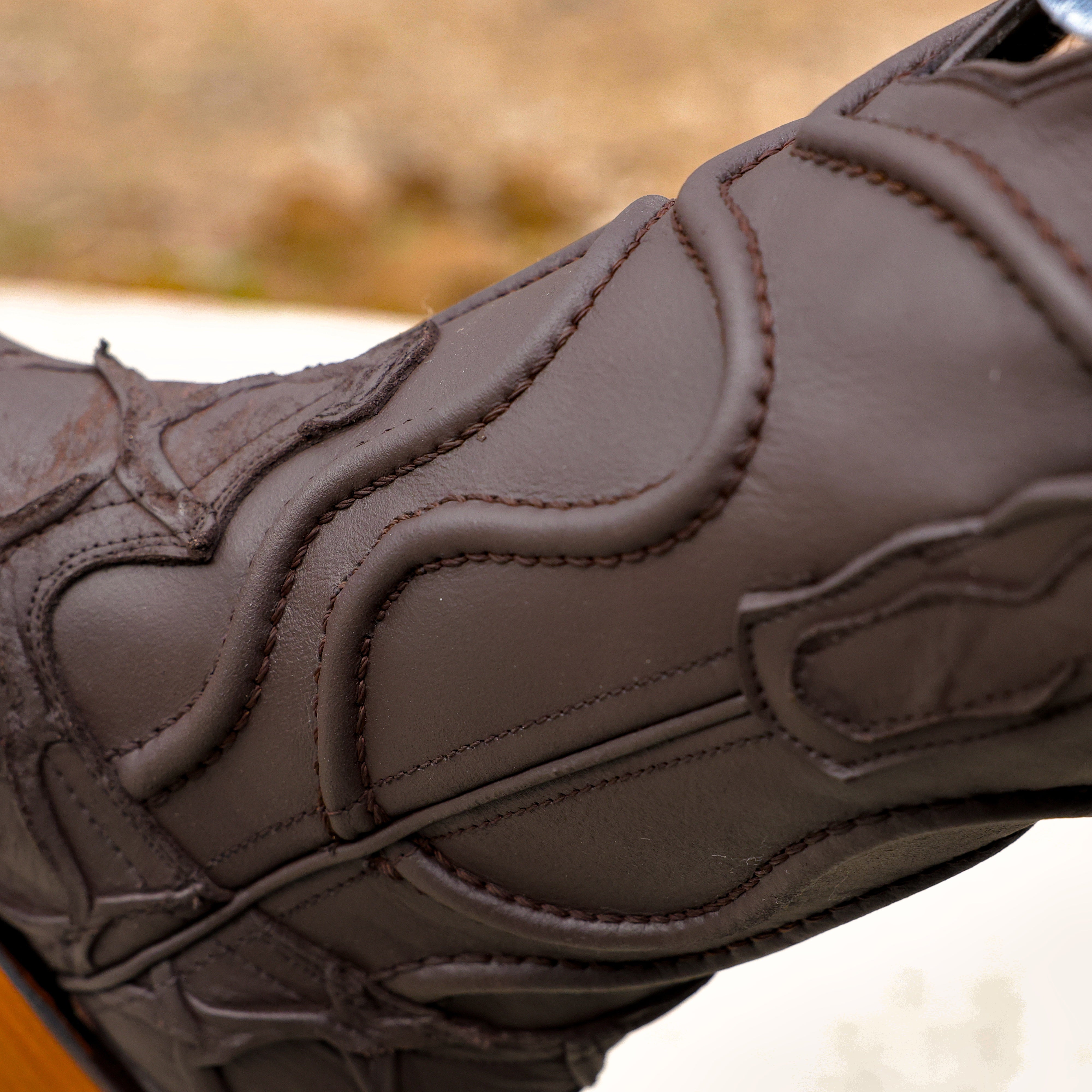 Matte Brown Pirarucu Leather Boots - Square Toe