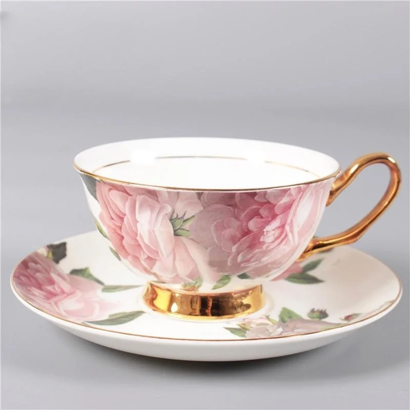 Bone China Flowers & Gold Tea Cups