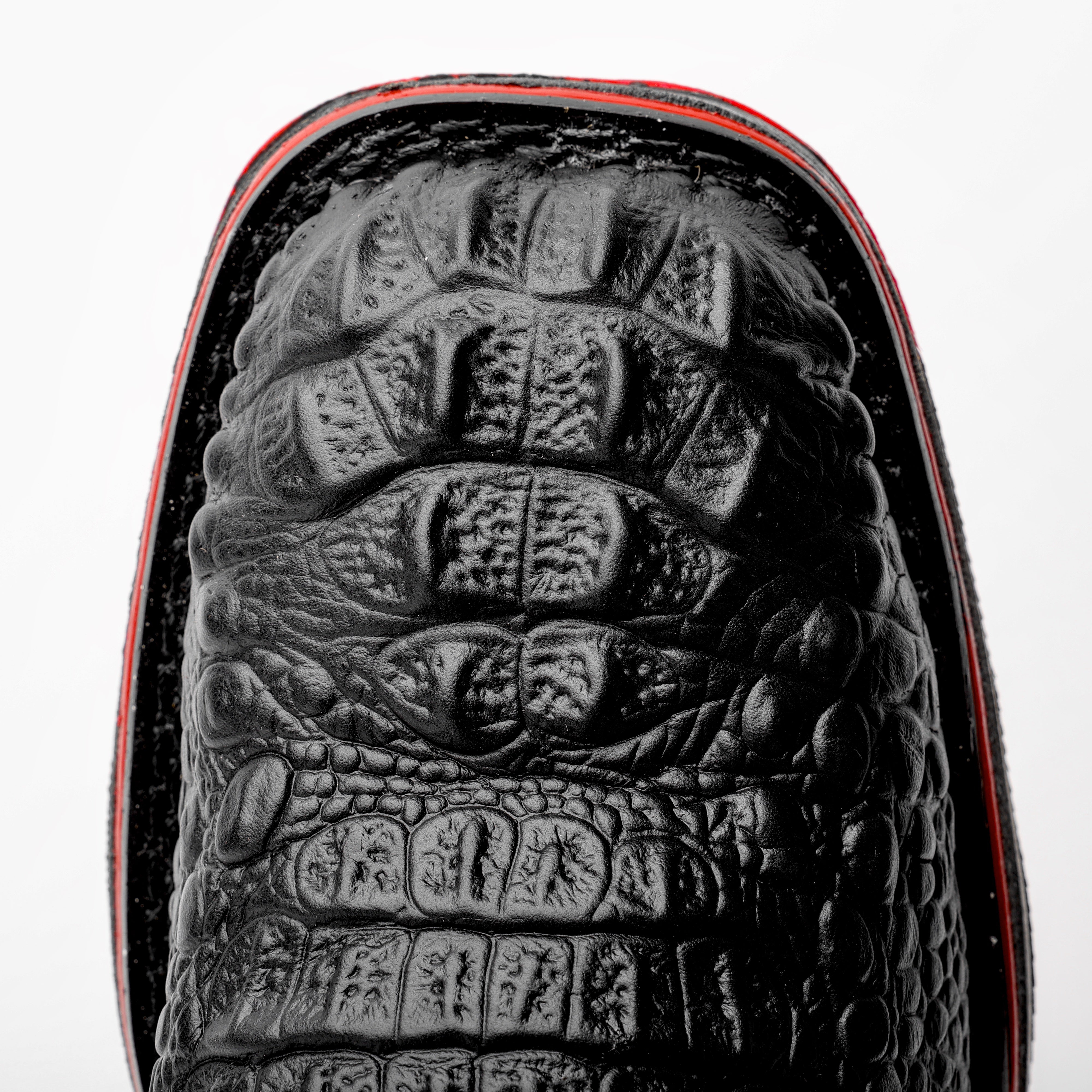 Black Caiman Neck Leather Boots With 3D Lightweight Sole - Composite Toe