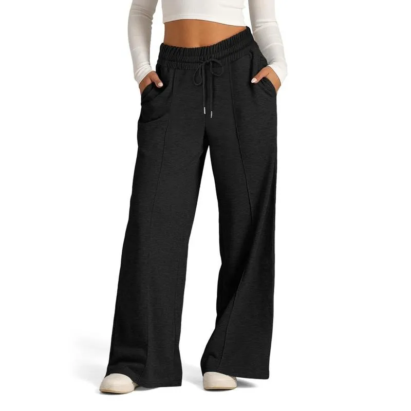 Women's Simple Design Straight Leg Drawstring Baggy Lounge Pants