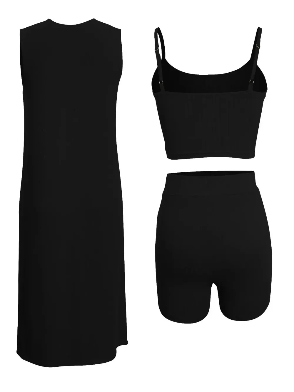 Women's Ombre 3-Piece Outfit Set | Cropped Vest, Shorts & Kimono Cover-Up, Summer Beach & Lounge Wear