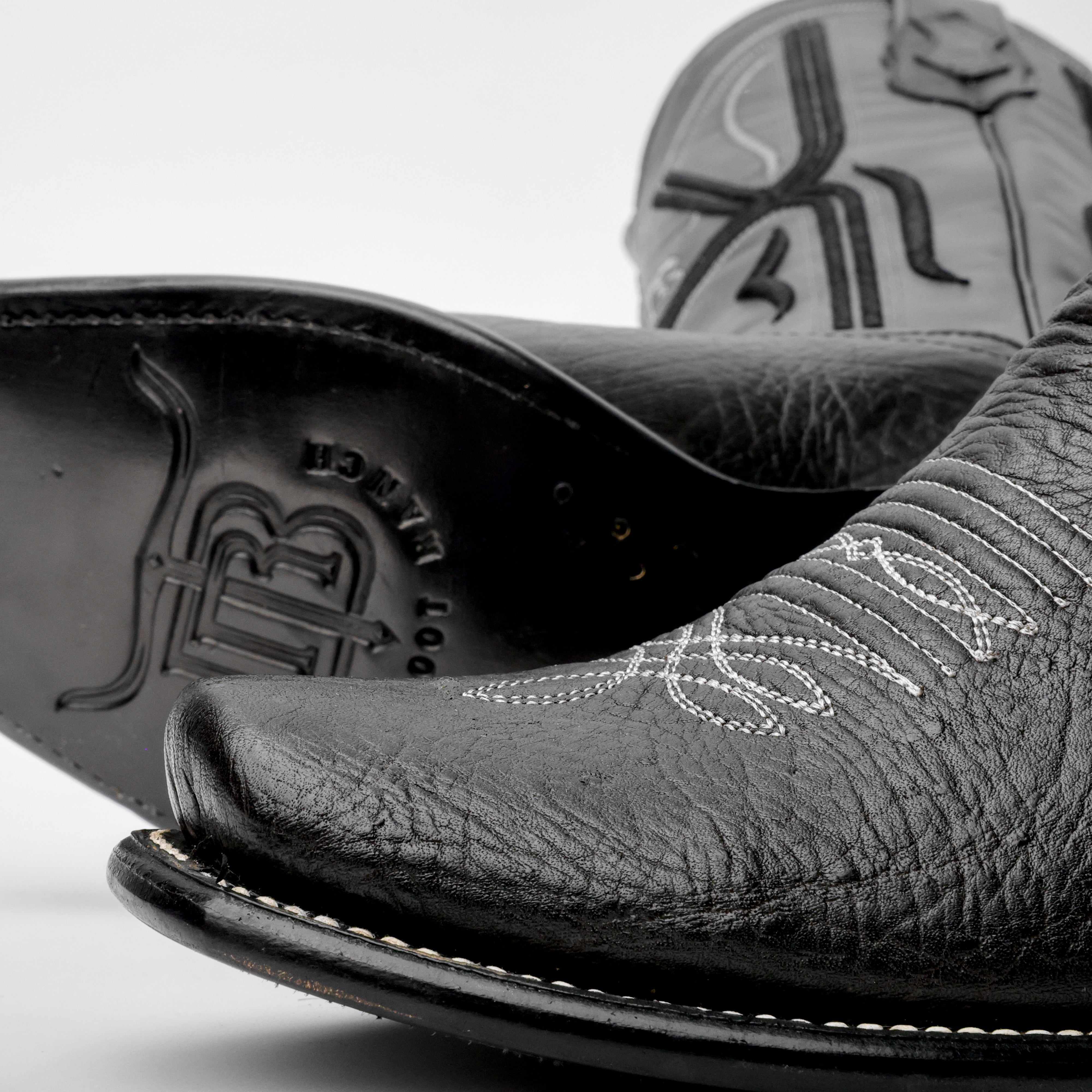 Genuine Black Bull Shoulder Boots - Cutter Toe