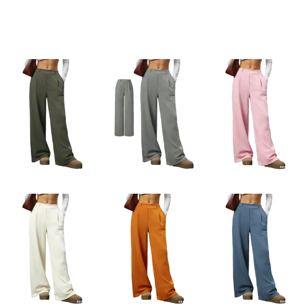 These women's casual straight-leg loose-fitting trousers are made from a soft, skin-friendly, and elastic fabric.