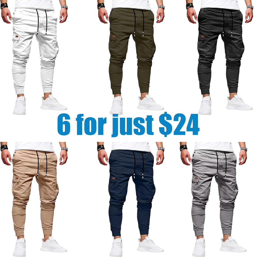 Men's Slim Fit Cargo Pants Slimming Drawstring Mid Waist Casual Trousers for Men Above Ankle Length with Slanted Pockets Versatile Lightweight Bottoms for Daily Wear All Seasons Functional Elastic Waistband for Everyday Wear
