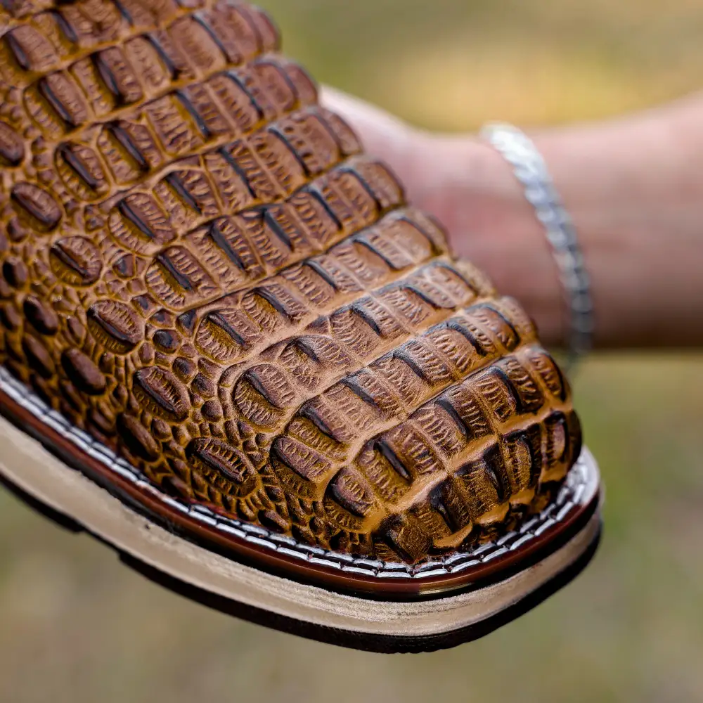 Honey Caiman Hornback Leather Boots With 3D Lightweight Sole - Composite Toe