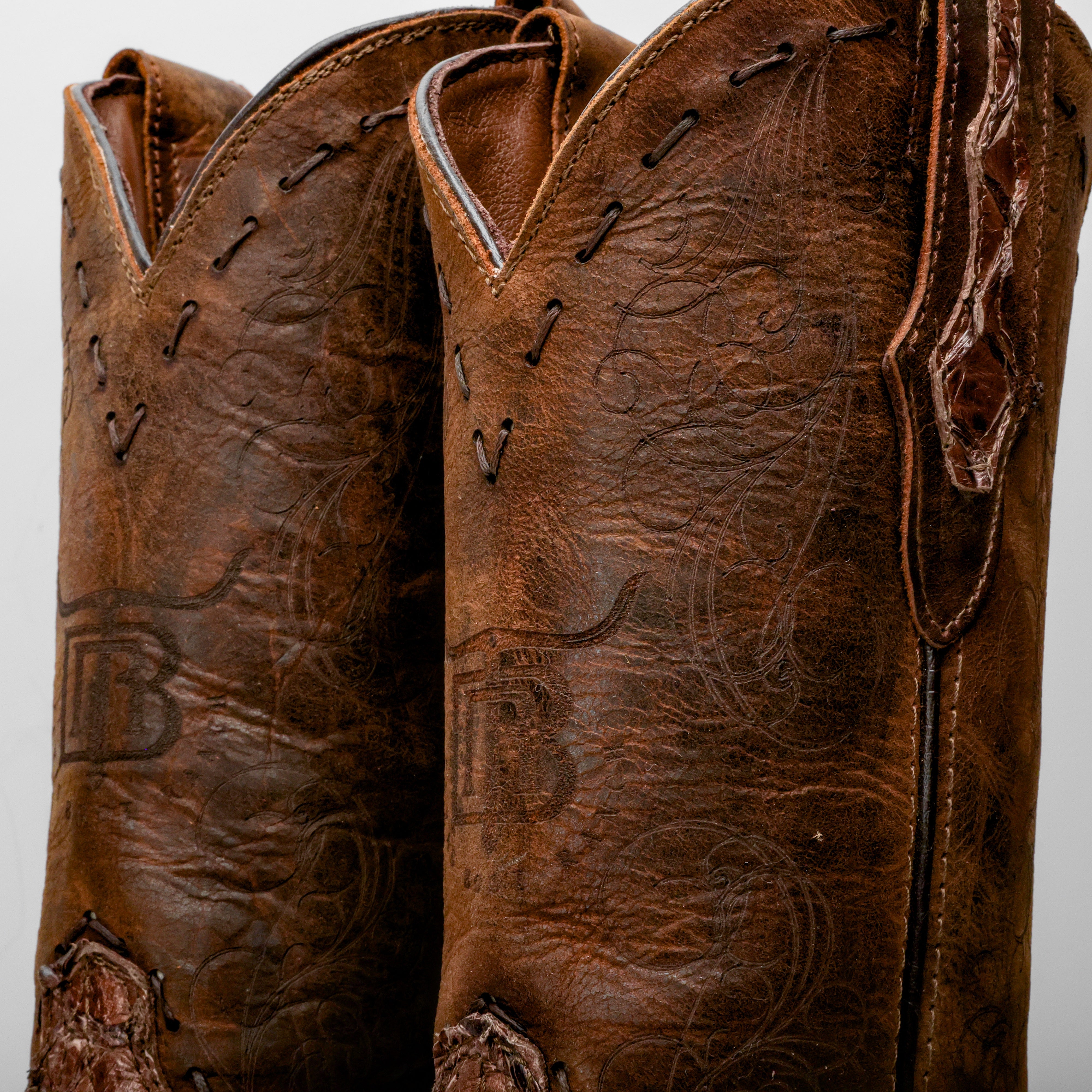 GENUINE Cinnamon Pirarucu Boots - Square Toe