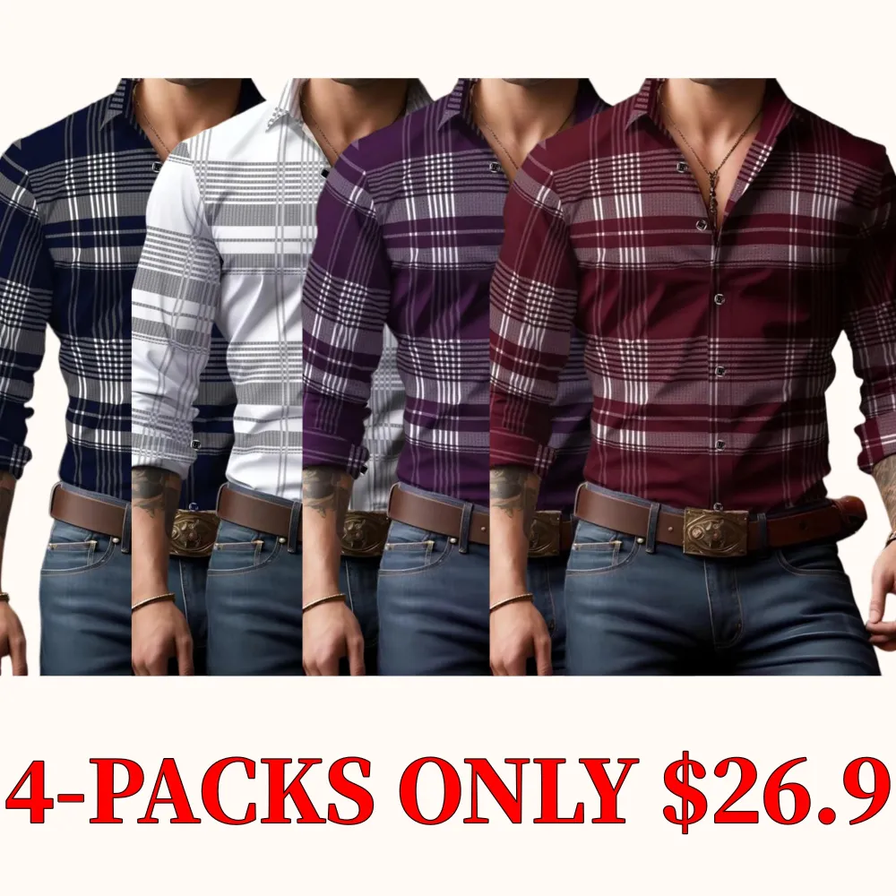 Men's long-sleeved casual shirt, stylish and simple design