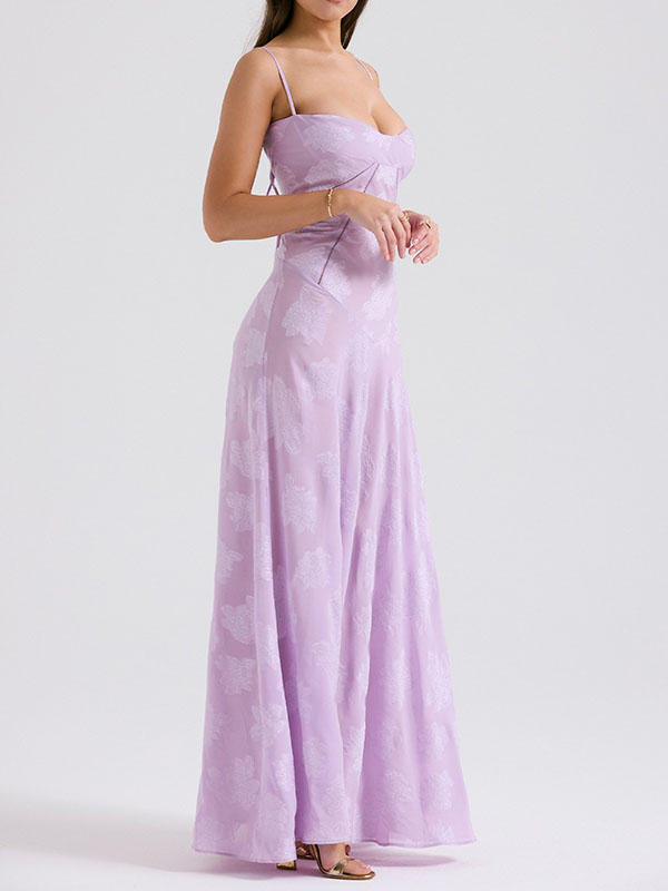 Flower Printed Sleeveless Spaghetti Neck Vacation Maxi Dresses