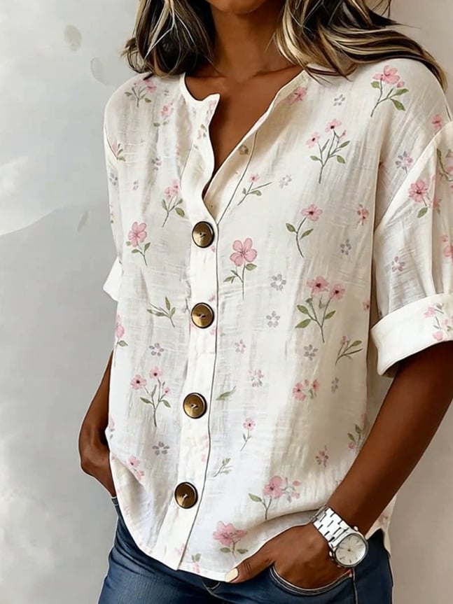 Women'S Casual Color-Blocked Print Top
