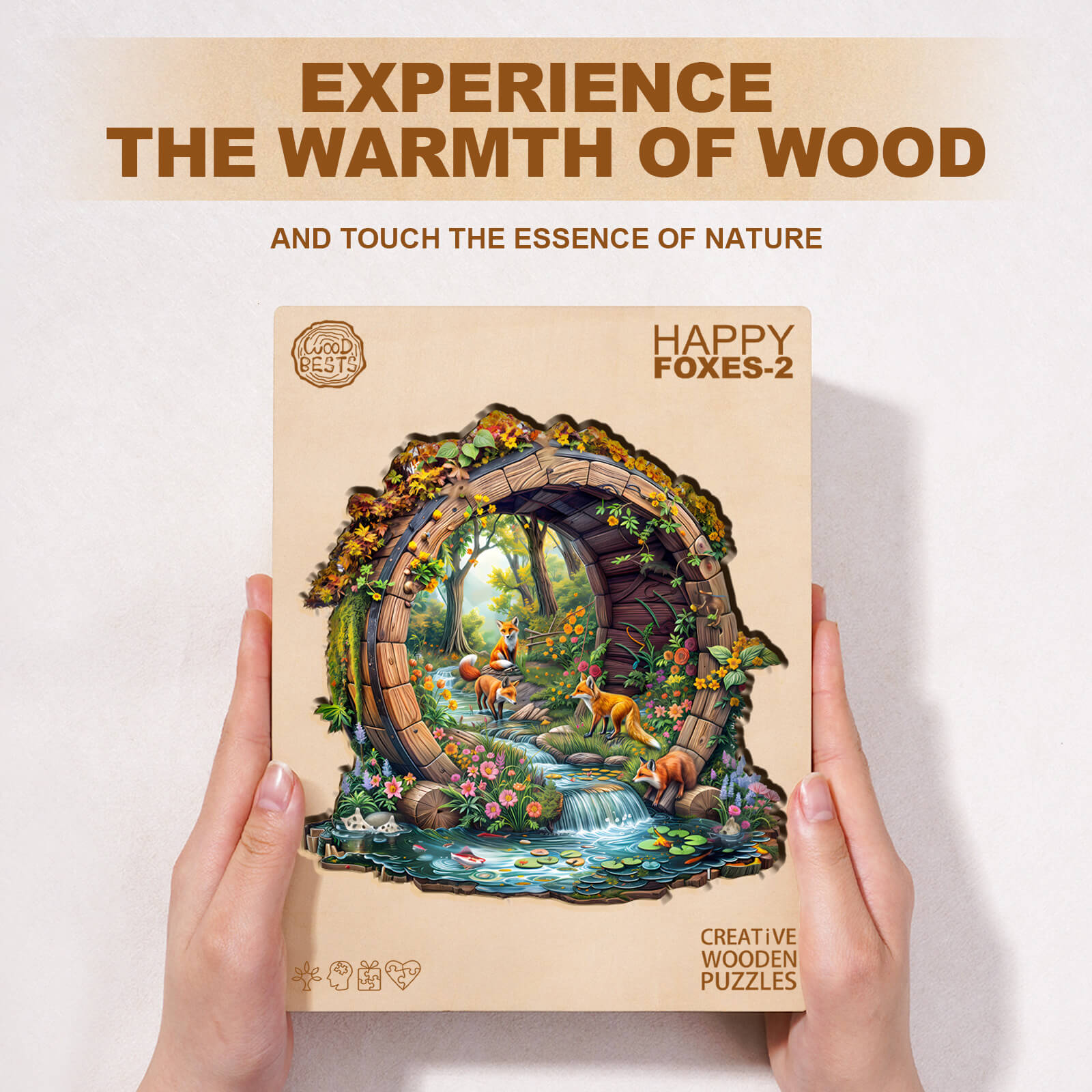 Happy foxes-2 Wooden Jigsaw Puzzle