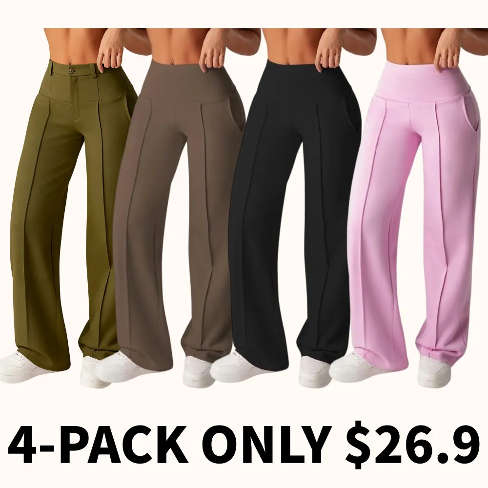 Women's solid color loose straight leg pants