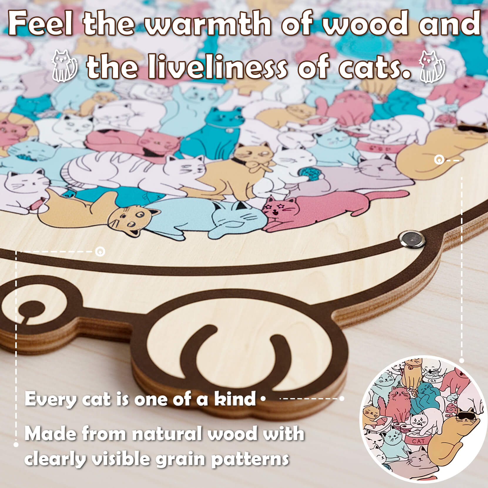 Morandi-Colored Cat/Dog Shaped Wooden Jigsaw Puzzle